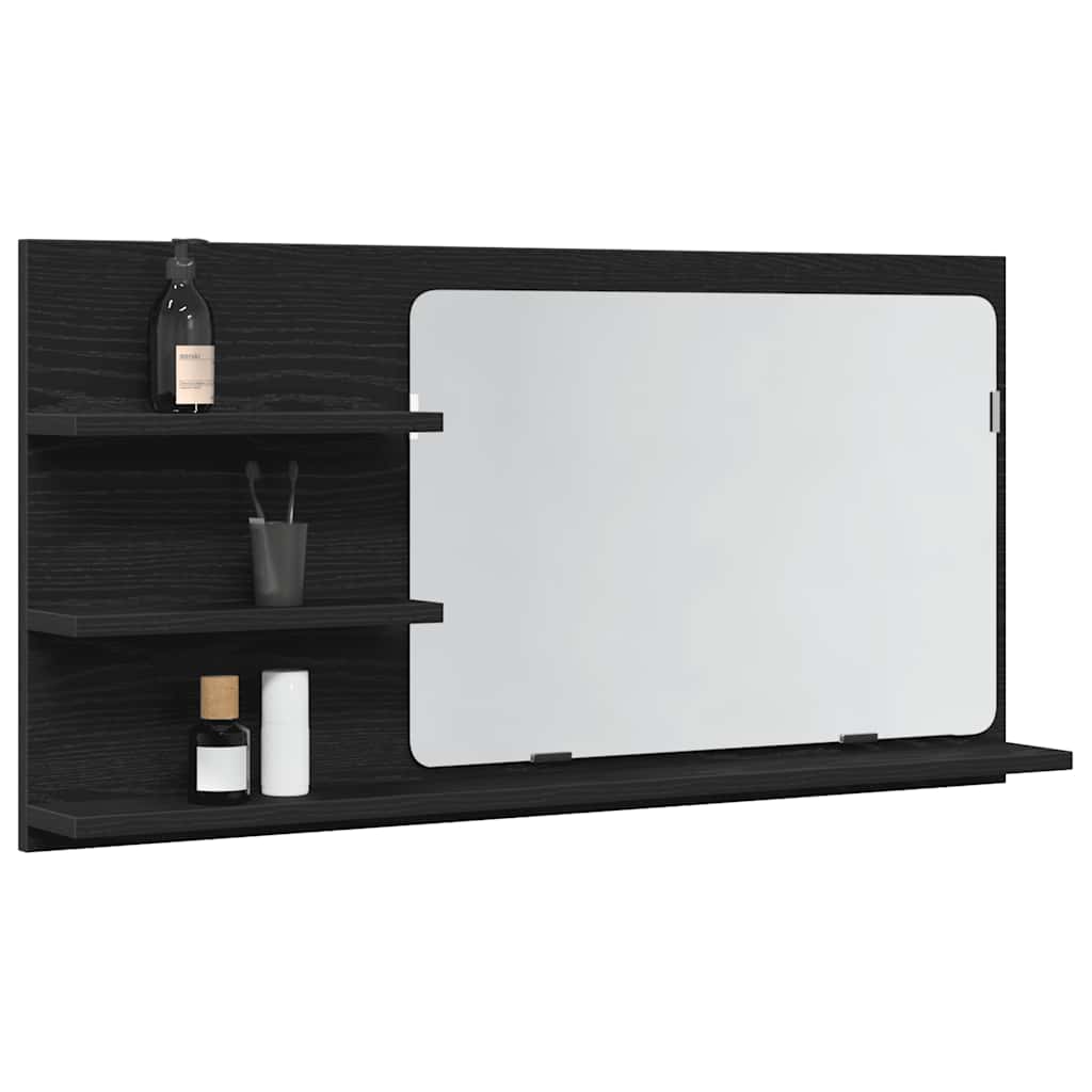 vidaXL Badezimmer-Spiegelschrank Schwarze Eiche 90 x 11 x 45 cm Holzwerkstoff