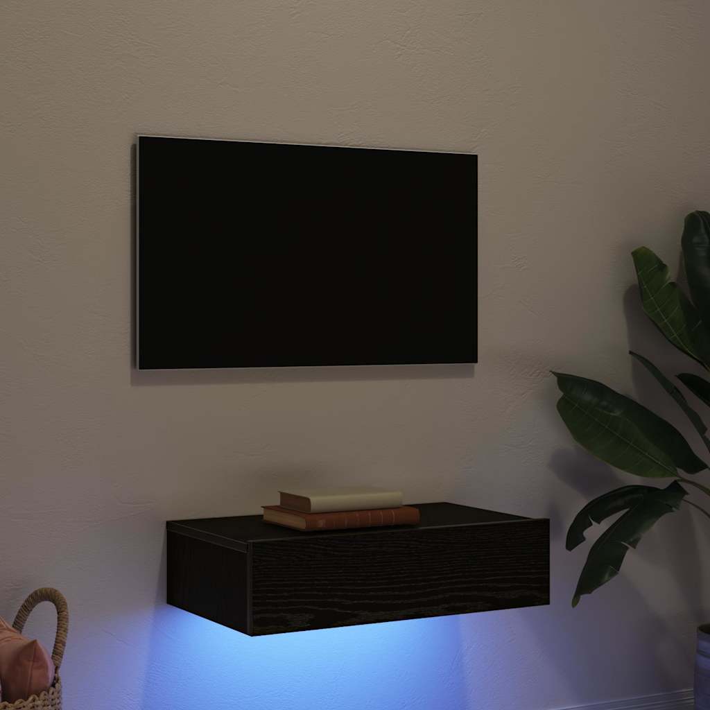 vidaXL TV-Schrank mit LED-Leuchten Schwarze Eiche 60 x 35 x 15,5 cm