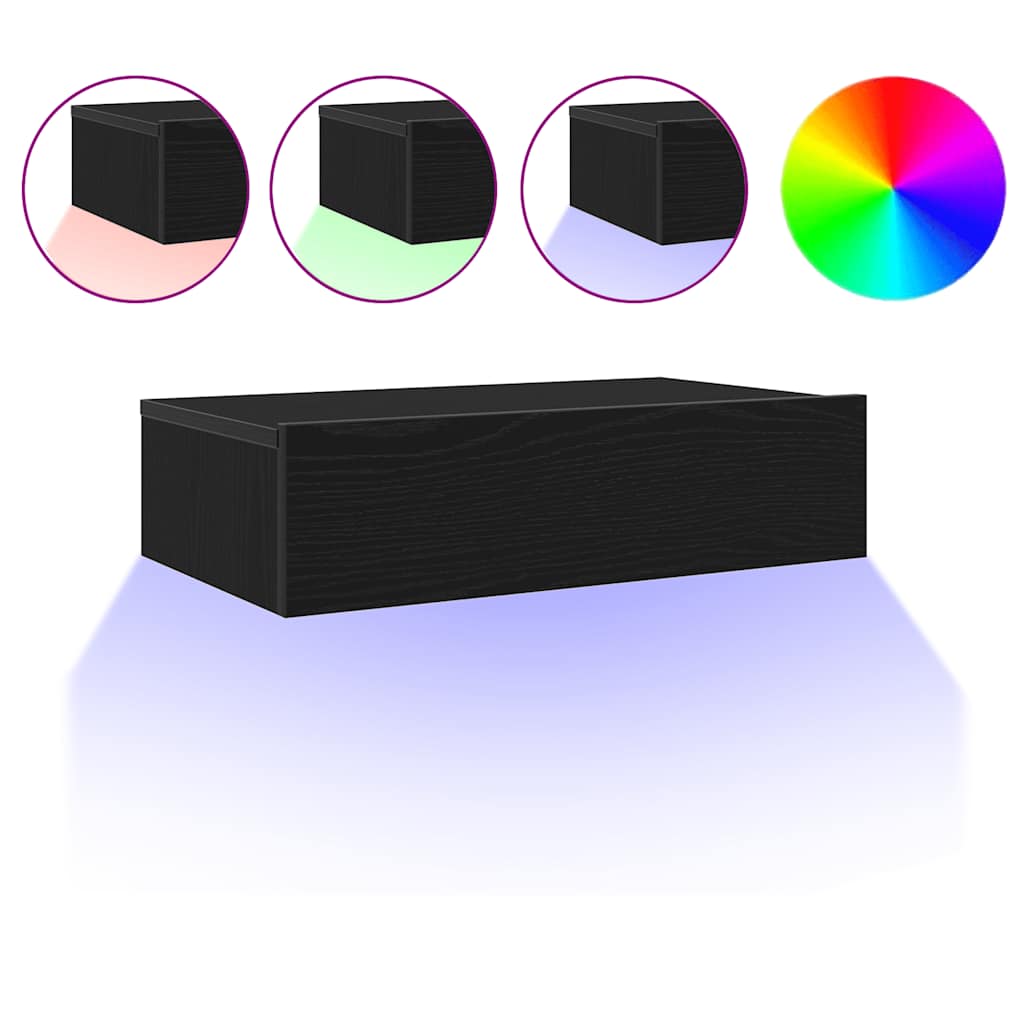 vidaXL TV-Schränke mit LED-Leuchten 2 Stk. Schwarze Eiche 60x35x15,5 cm