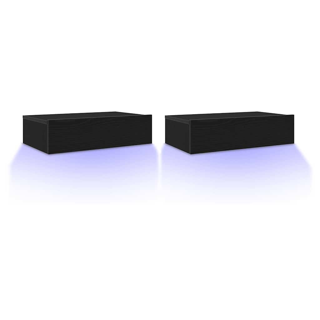 vidaXL TV-Schränke mit LED-Leuchten 2 Stk. Schwarze Eiche 60x35x15,5 cm