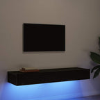 vidaXL TV-Schränke mit LED-Leuchten 2 Stk. Schwarze Eiche 60x35x15,5 cm