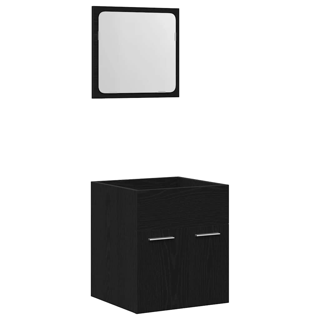 vidaXL 2-tlg. Badmöbel-Set Schwarz Eichen-Optik Holzwerkstoff