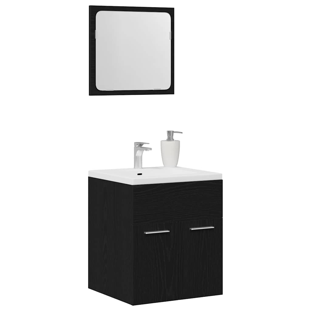 vidaXL 2-tlg. Badmöbel-Set Schwarz Eichen-Optik Holzwerkstoff