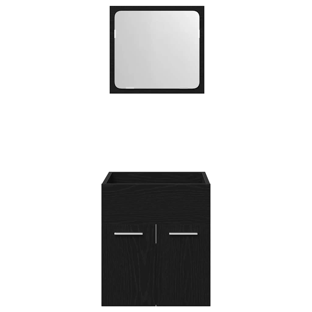 vidaXL 2-tlg. Badmöbel-Set Schwarz Eichen-Optik Holzwerkstoff