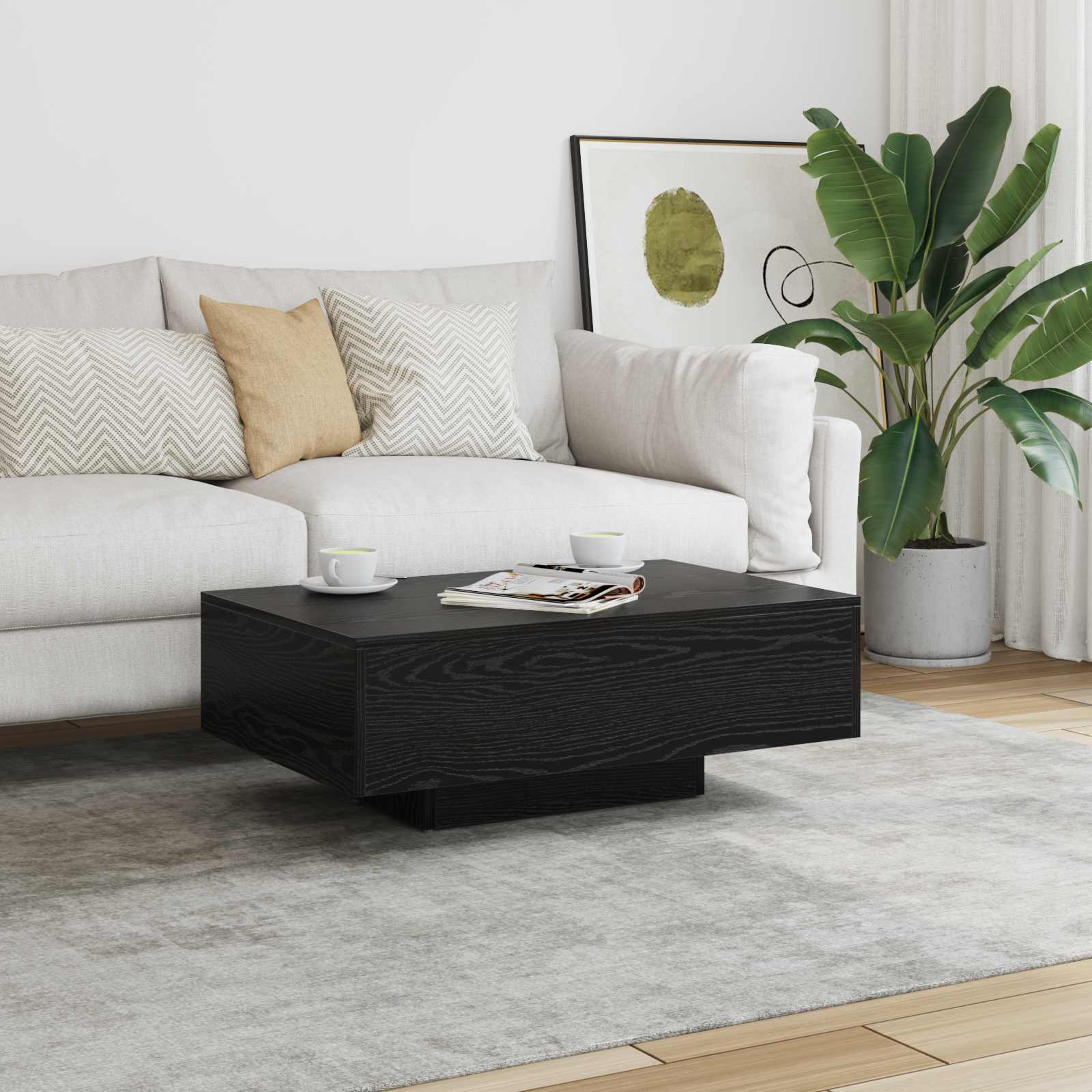 vidaXL Couchtisch Schwarz Eichen-Optik 85 x 55 x 31 cm