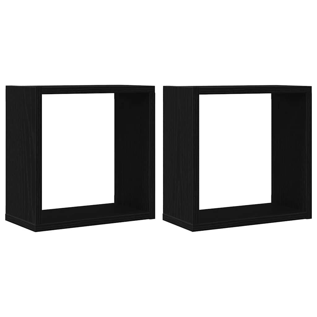 vidaXL Würfel-Wandregale 2 Stk. Schwarz Eichen-Optik 30x15x30 cm