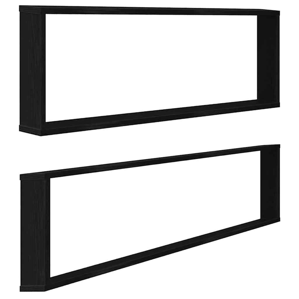 vidaXL Würfelregale 2 Stk. Schwarz Eichen-Optik 100x15x30 cm