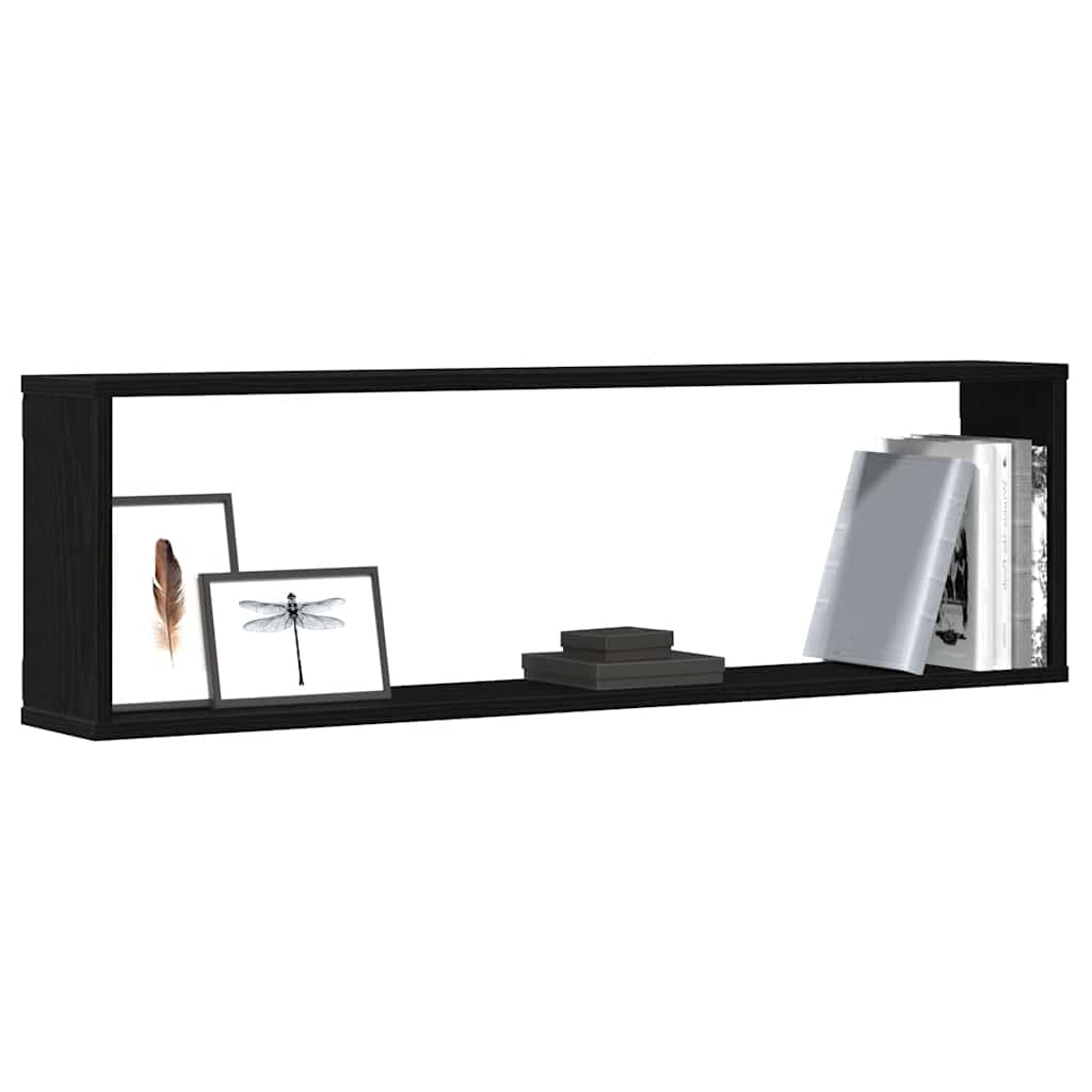 vidaXL Würfelregale 2 Stk. Schwarz Eichen-Optik 100x15x30 cm