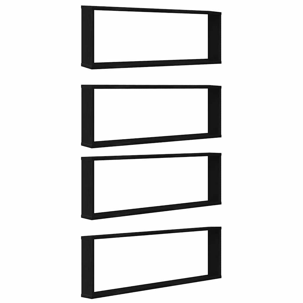vidaXL Würfelregale 4 Stk. Schwarz Eichen-Optik 100x15x30 cm