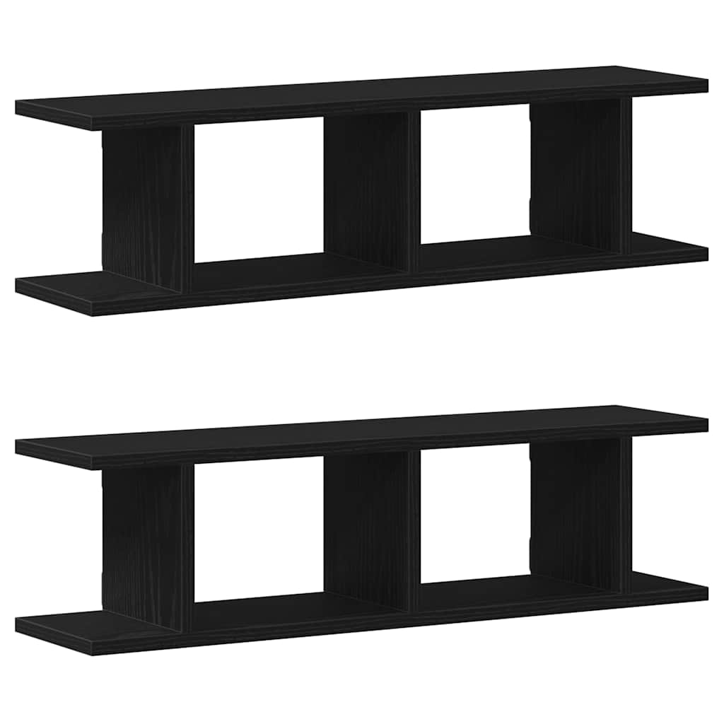 vidaXL Wandregale 2 Stk. Schwarz Eichen-Optik 75x18x20cm Holzwerkstoff