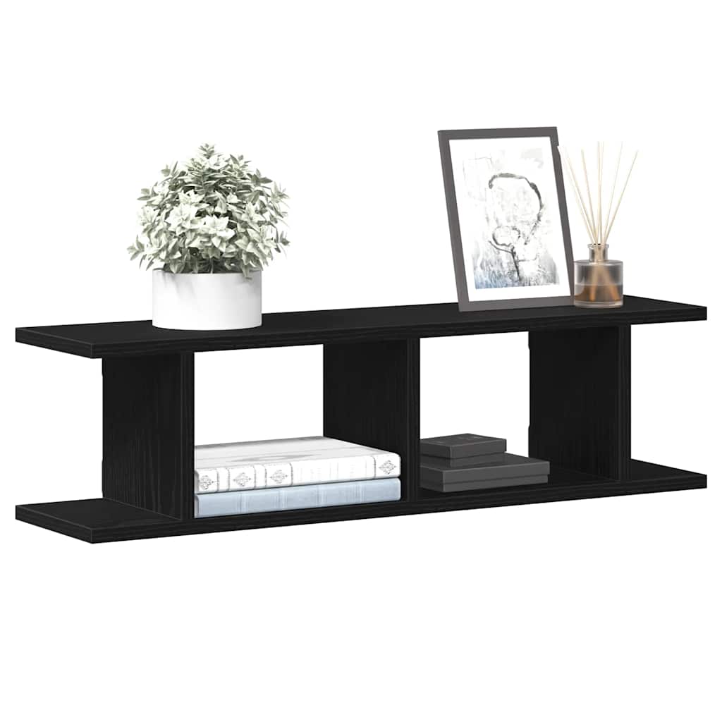 vidaXL Wandregale 2 Stk. Schwarz Eichen-Optik 75x18x20cm Holzwerkstoff
