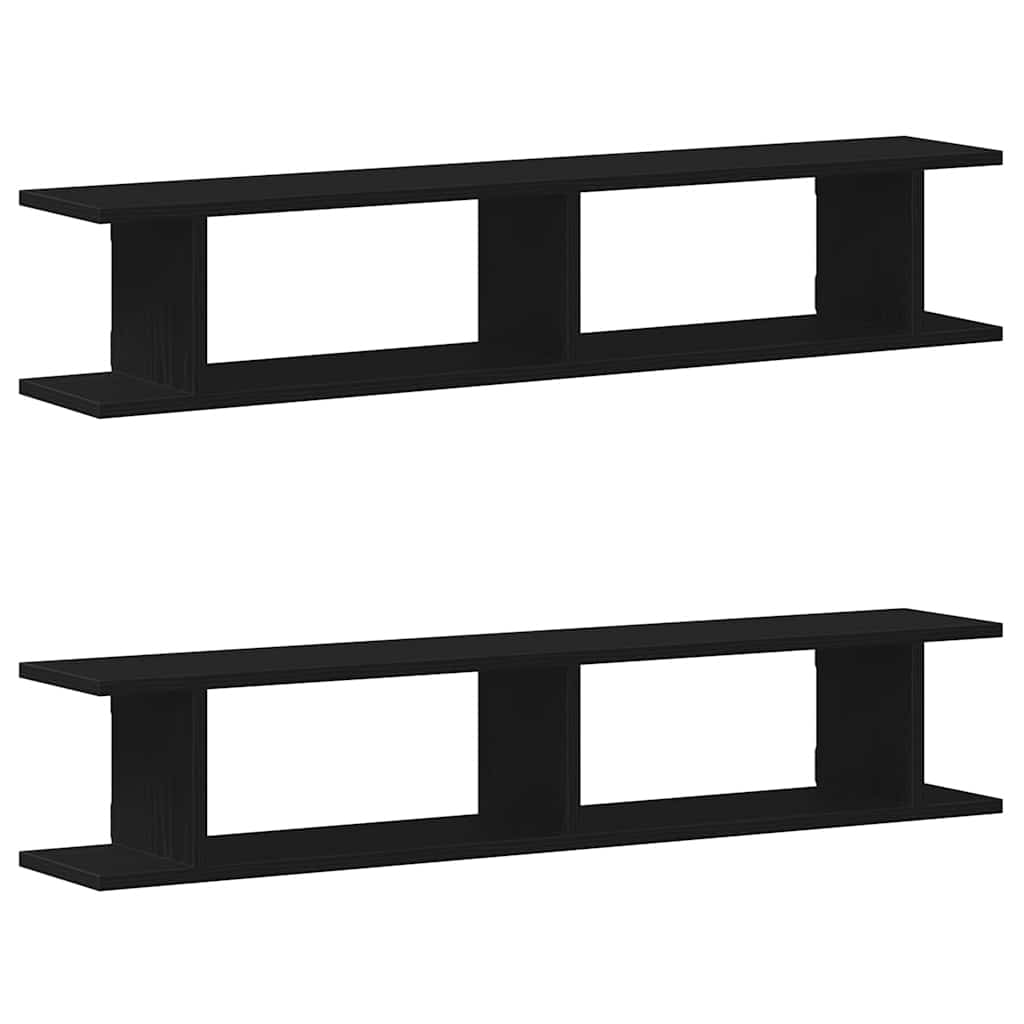 vidaXL Wandregale 2Stk. Schwarz Eichen-Optik 105x18x20cm Holzwerkstoff