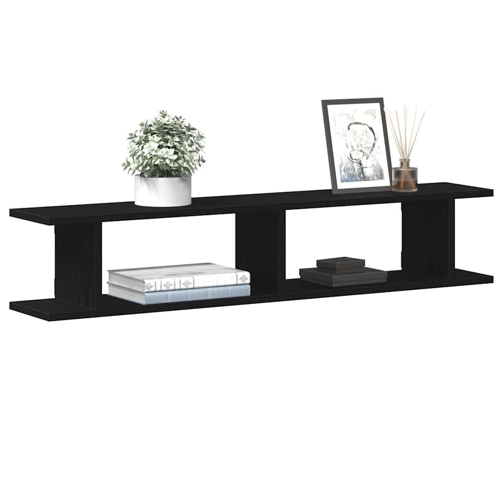 vidaXL Wandregale 2Stk. Schwarz Eichen-Optik 105x18x20cm Holzwerkstoff