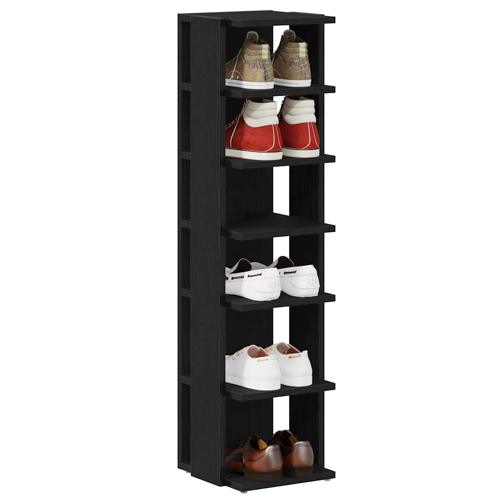 vidaXL Schuhschränke 2 Stk. Schwarz Eichen-Optik 25x27x102 cm