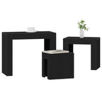 vidaXL Satztische 3 pcs Schwarz Eichen-Optik Holzwerkstoff