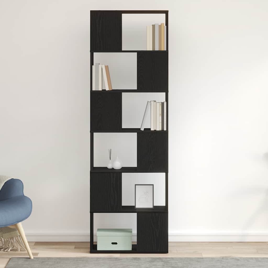 vidaXL Bücherregal/Raumteiler Schwarz Eichen-Optik 60x24x186 cm