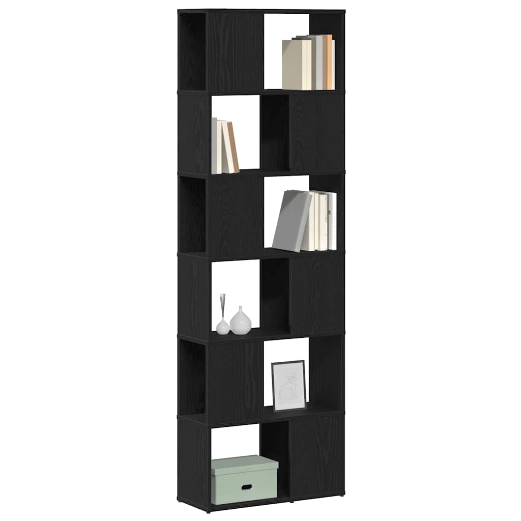 vidaXL Bücherregal/Raumteiler Schwarz Eichen-Optik 60x24x186 cm