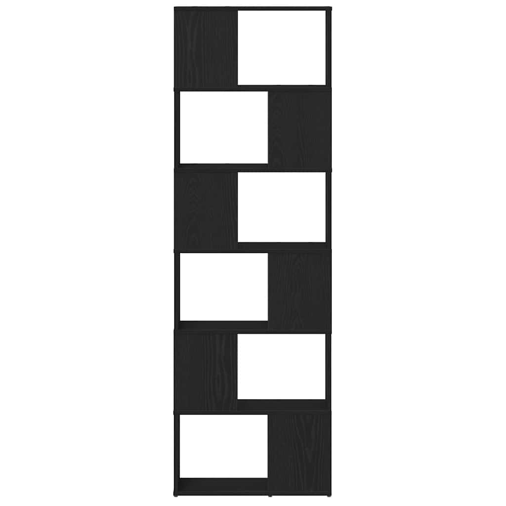 vidaXL Bücherregal/Raumteiler Schwarz Eichen-Optik 60x24x186 cm