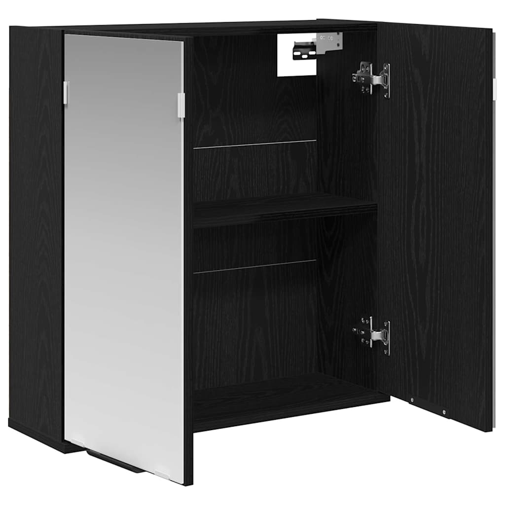 vidaXL Spiegelschrank mit Regal Schwarz Eichen-Optik 64 x 20 x 67 cm