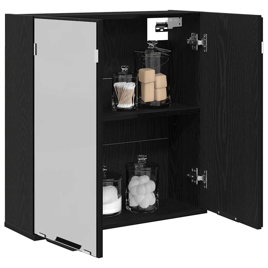 vidaXL Spiegelschrank mit Regal Schwarz Eichen-Optik 64 x 20 x 67 cm