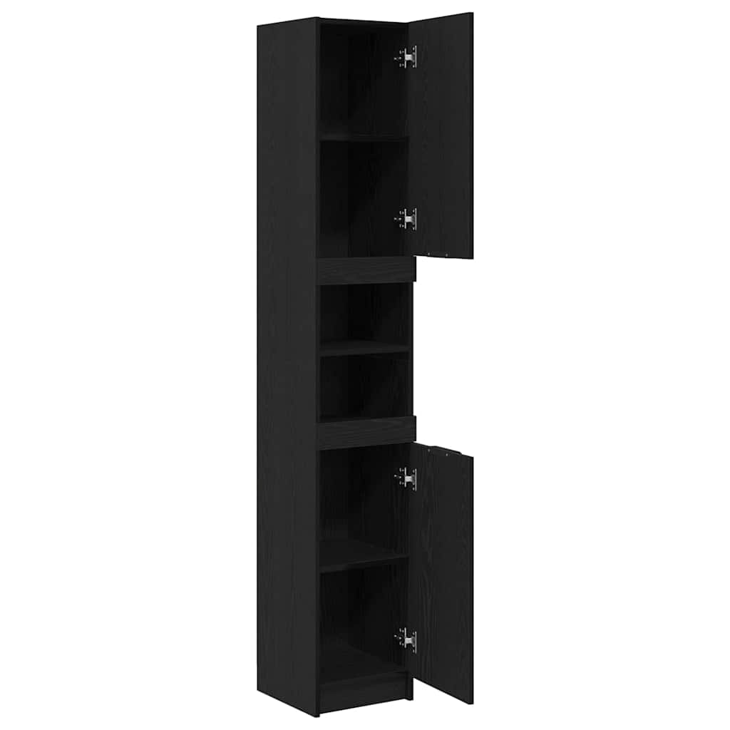 vidaXL Badezimmerschrank Schwarz Eichen-Optik 32 x 34 x 188,5 cm