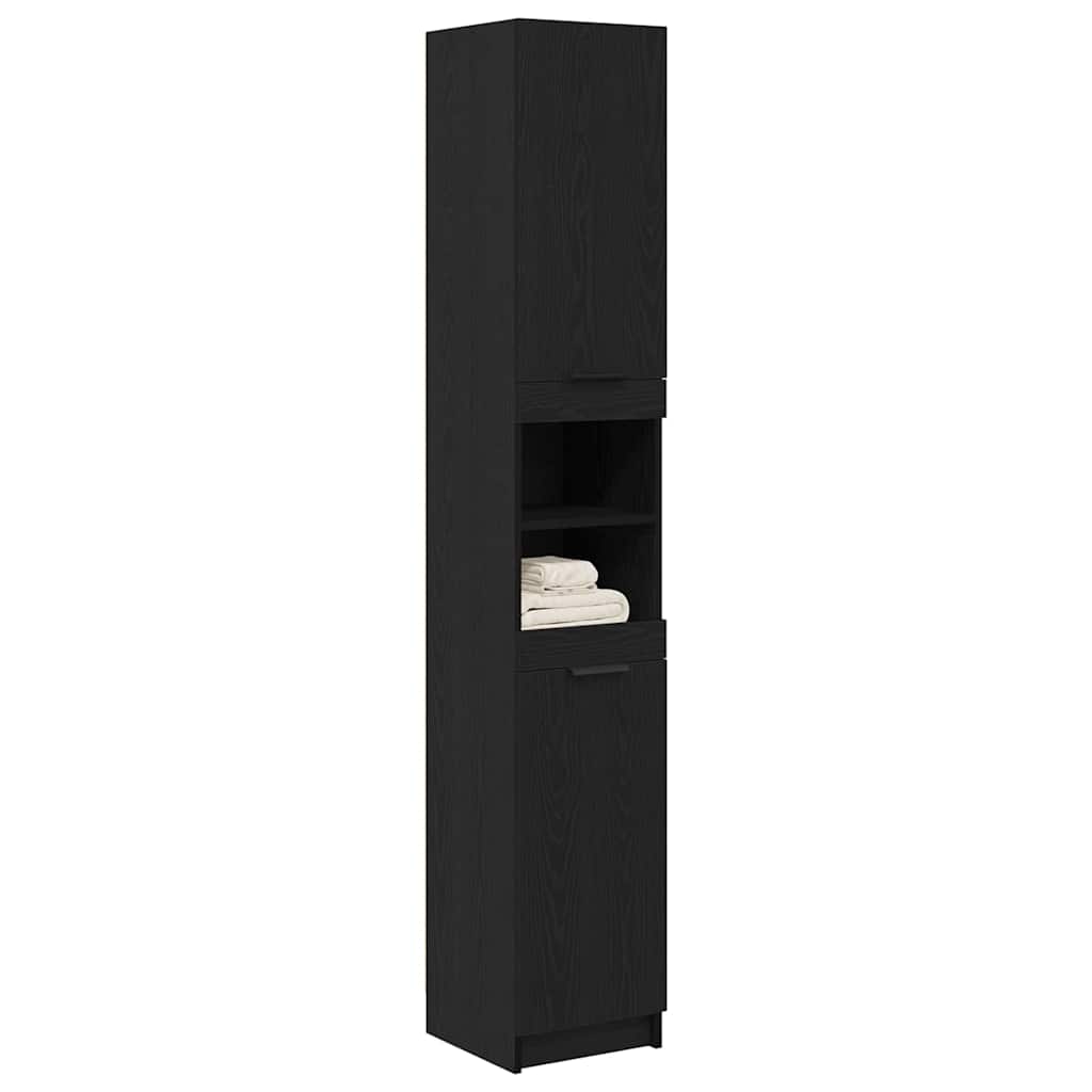 vidaXL Badezimmerschrank Schwarz Eichen-Optik 32 x 34 x 188,5 cm