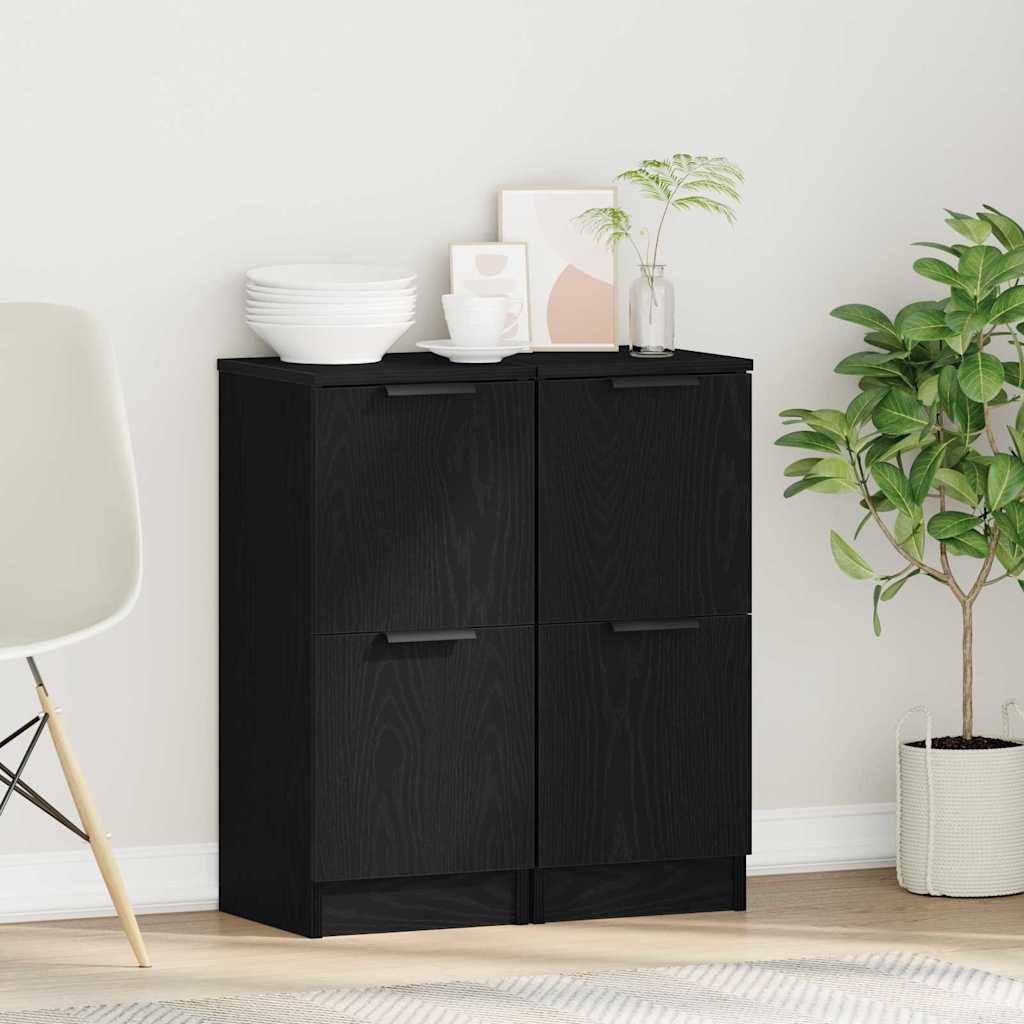 vidaXL Sideboard 2 pcs Schwarz Eichen-Optik 30 x 30 x 70 cm