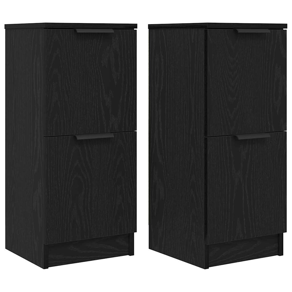 vidaXL Sideboard 2 pcs Schwarz Eichen-Optik 30 x 30 x 70 cm