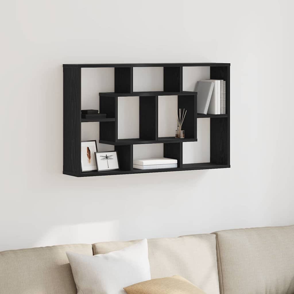 vidaXL Wandregal Schwarz Eichen-Optik 85 x 16 x 52,5 cm Holzwerkstoff