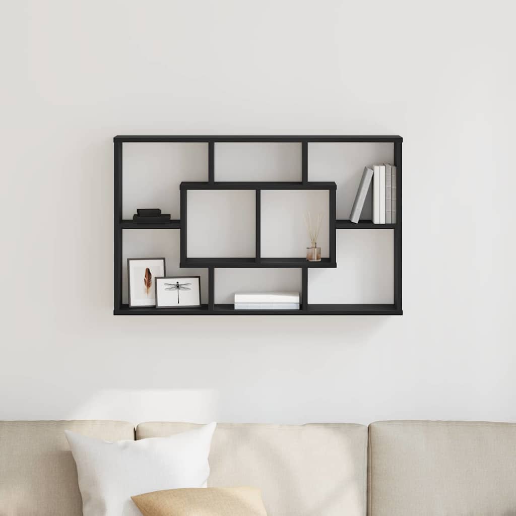 vidaXL Wandregal Schwarz Eichen-Optik 85 x 16 x 52,5 cm Holzwerkstoff