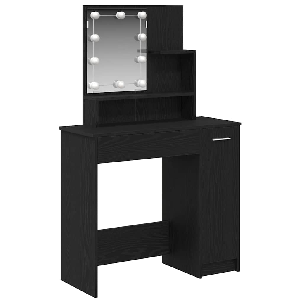vidaXL Schminktisch mit Regal Schwarz Eichen-Optik 86.5 x 35 x 136 cm