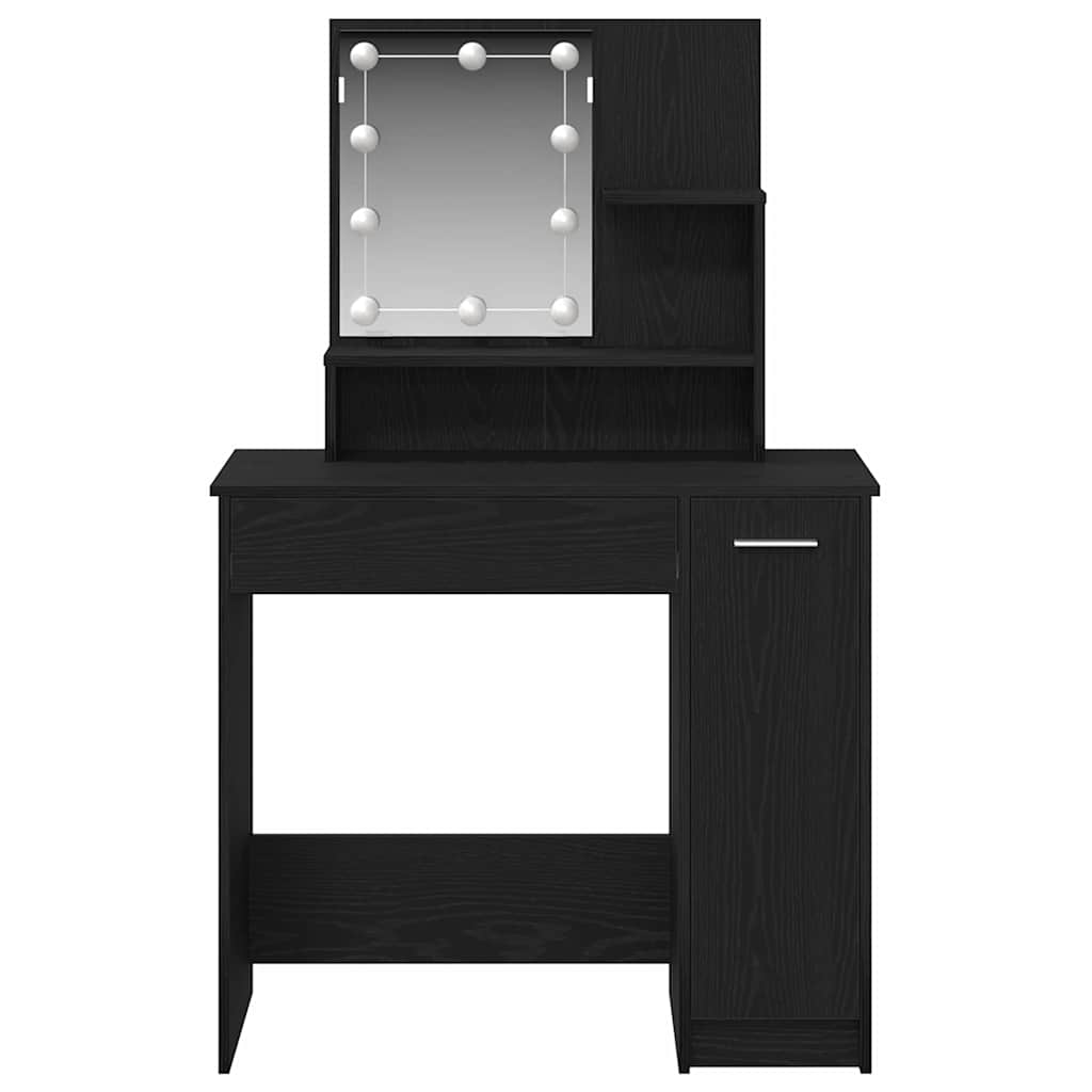 vidaXL Schminktisch mit Regal Schwarz Eichen-Optik 86.5 x 35 x 136 cm
