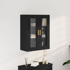 vidaXL Wandschrank Wandmontiert Schwarz Eichen-Optik 69,5 x 34 x 90 cm