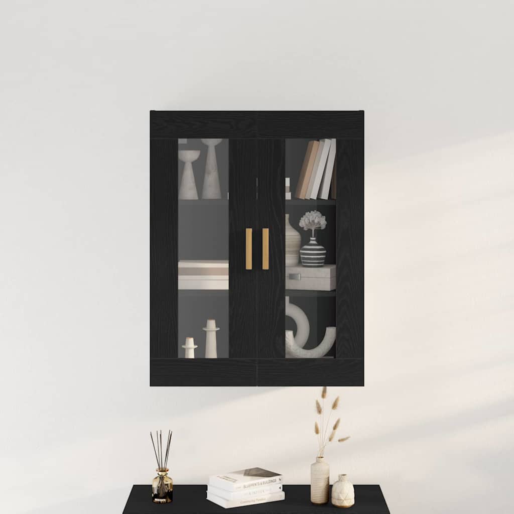 vidaXL Wandschrank Wandmontiert Schwarz Eichen-Optik 69,5 x 34 x 90 cm