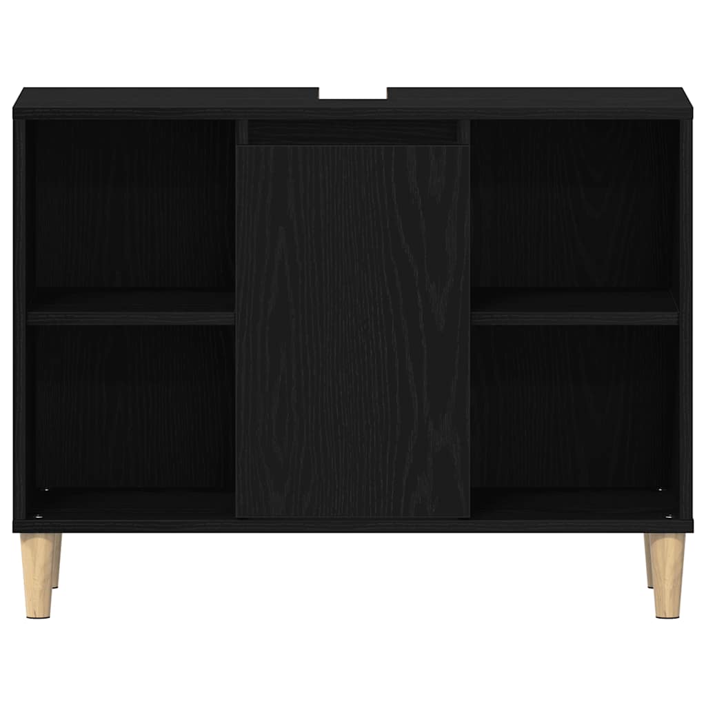 vidaXL Spülbeckenschrank Eiche Schwarz 80x33x60 cm Holzwerkstoff