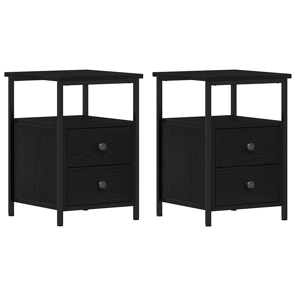vidaXL Nachttische 2 Stk. Schwarze Eiche 34x35,5x50 cm Holzwerkstoff