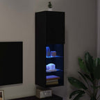 vidaXL TV-Schrankset mit LED Schwarz Eichen-Optik 30,5 x 30 x 102 cm