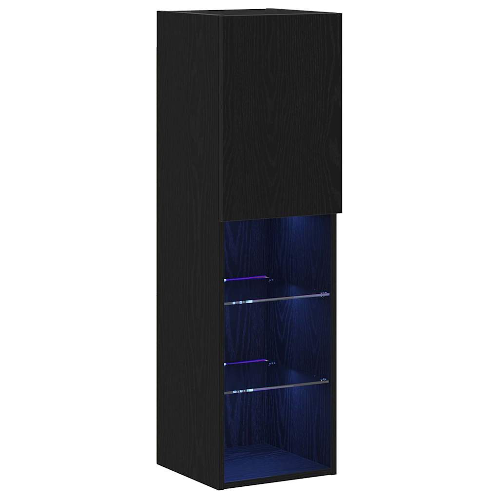 vidaXL TV-Schrankset mit LED Schwarz Eichen-Optik 30,5 x 30 x 102 cm