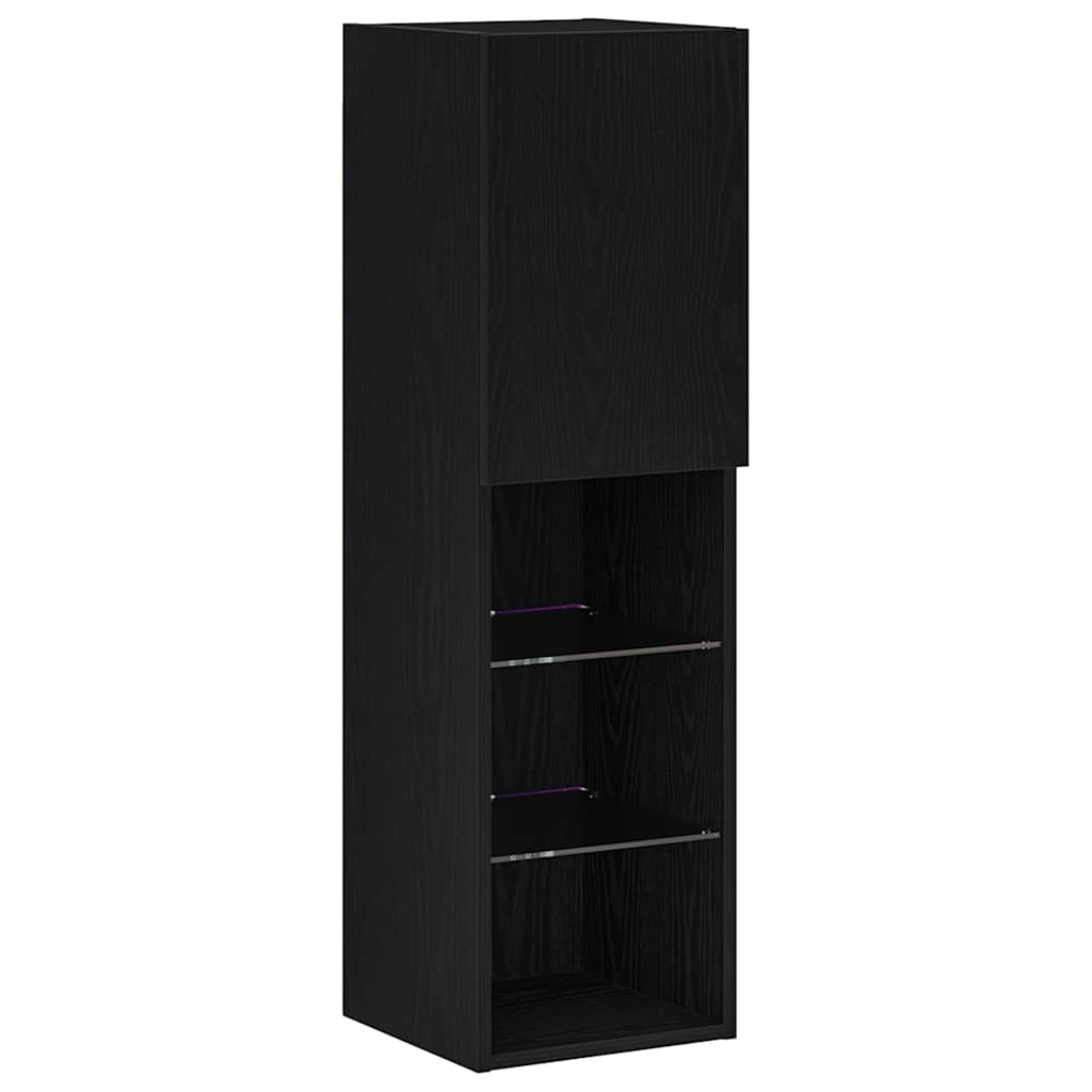 vidaXL TV-Schrankset mit LED Schwarz Eichen-Optik 30,5 x 30 x 102 cm