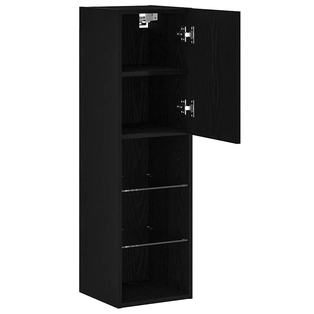 vidaXL TV-Schrankset mit LED Schwarz Eichen-Optik 30,5 x 30 x 102 cm