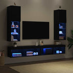 vidaXL TV-Schrankset 2 pcs Schwarz Eichen-Optik 30,5 x 30 x 102 cm