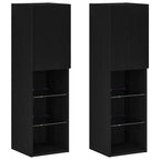 vidaXL TV-Schrankset 2 pcs Schwarz Eichen-Optik 30,5 x 30 x 102 cm