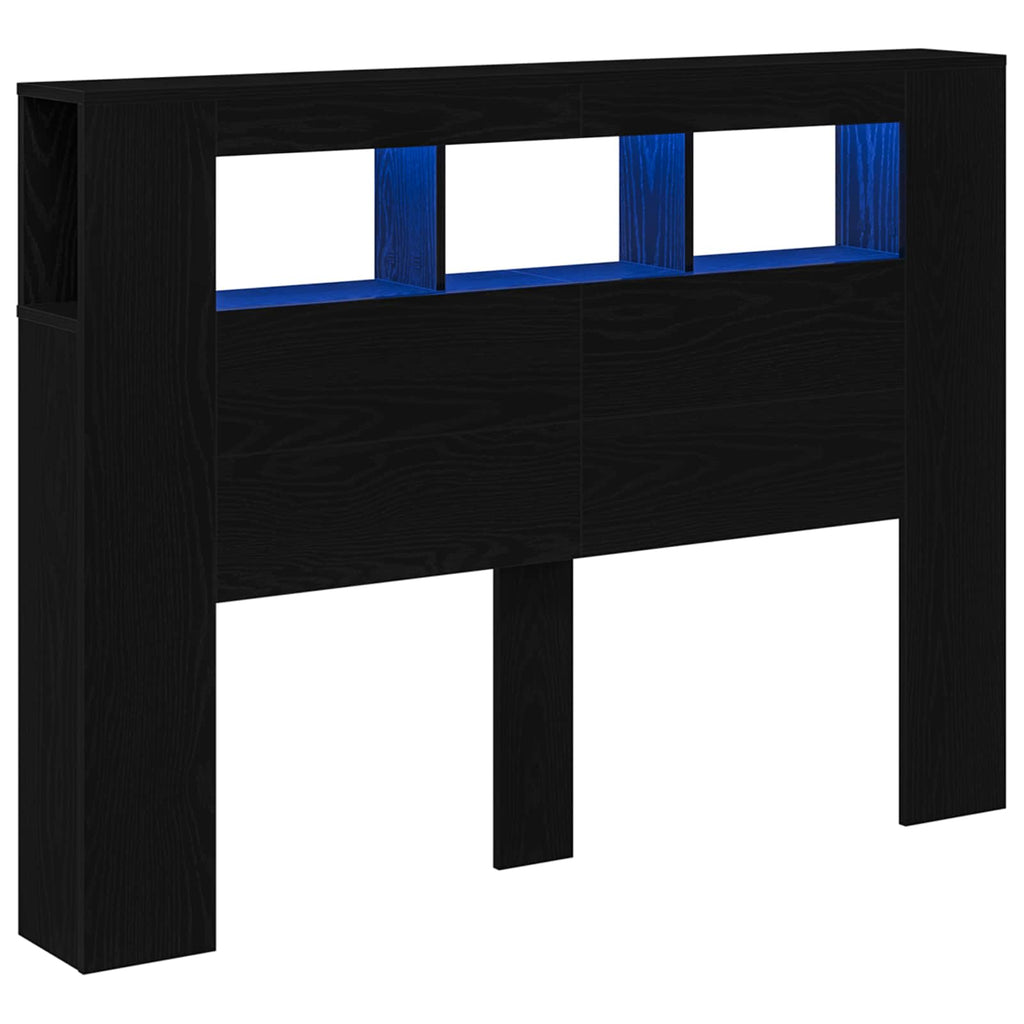 vidaXL LED Kopfteil Schwarz Eichen-Optik 140 x 18,5 x 103,5 cm