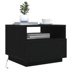 vidaXL Couchtisch mit LED-Leuchten Schwarz Eichen-Optik 50x49x40 cm