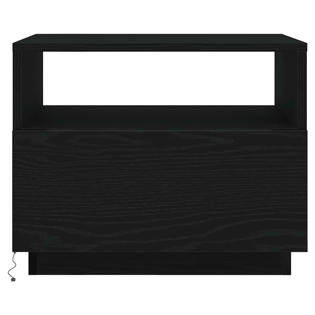 vidaXL Couchtisch mit LED-Leuchten Schwarz Eichen-Optik 50x49x40 cm