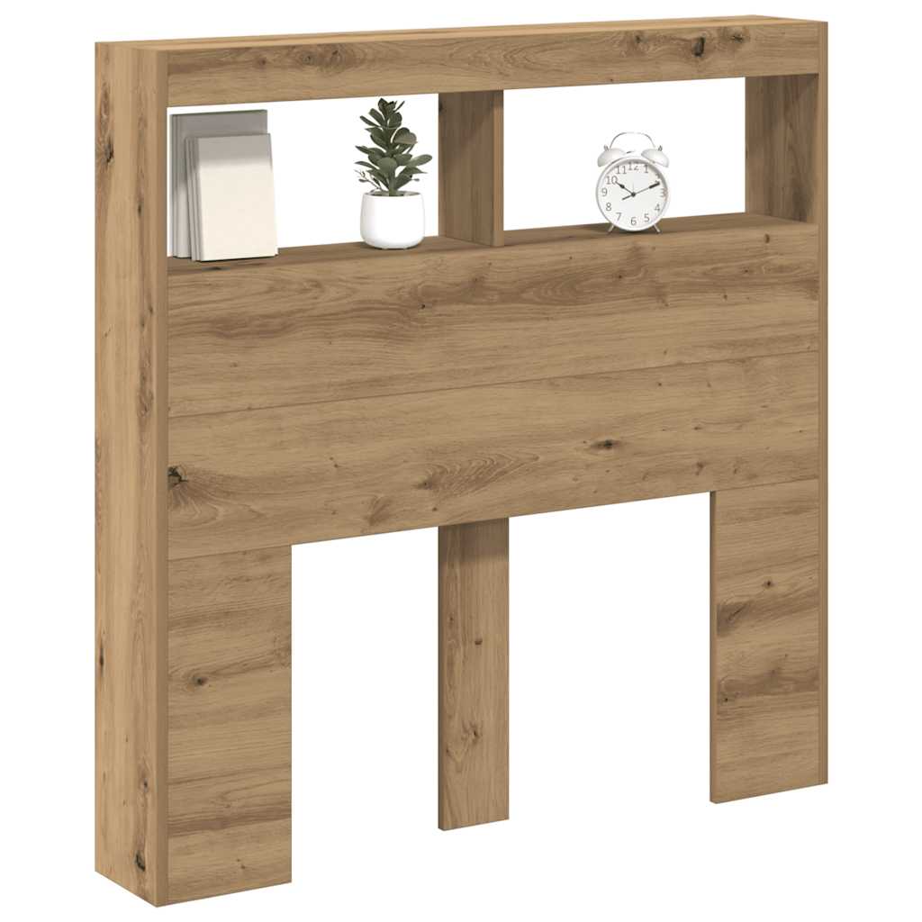 vidaXL LED-Kopfteil mit Ablagen Artisan-Eiche 100x17x102 cm