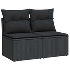 vidaXL 2-tlg. Garten-Sofagarnitur mit Kissen Schwarz Poly Rattan