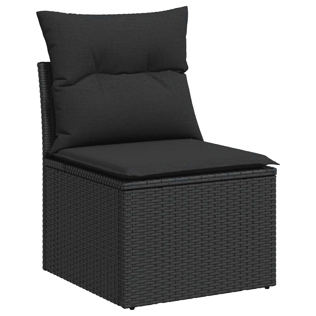 vidaXL 2-tlg. Garten-Sofagarnitur mit Kissen Schwarz Poly Rattan