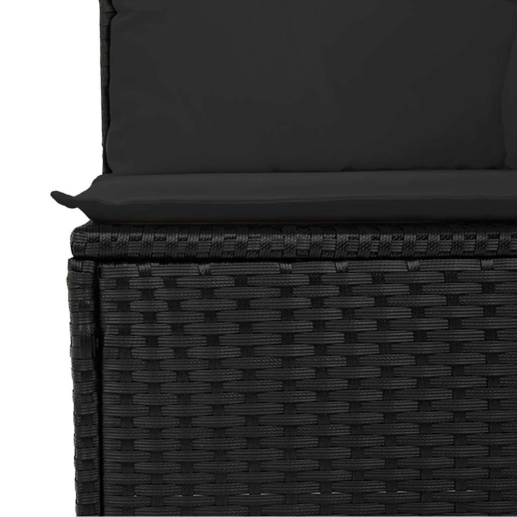 vidaXL 2-tlg. Garten-Sofagarnitur mit Kissen Schwarz Poly Rattan