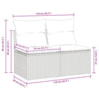 vidaXL 2-tlg. Garten-Sofagarnitur mit Kissen Schwarz Poly Rattan